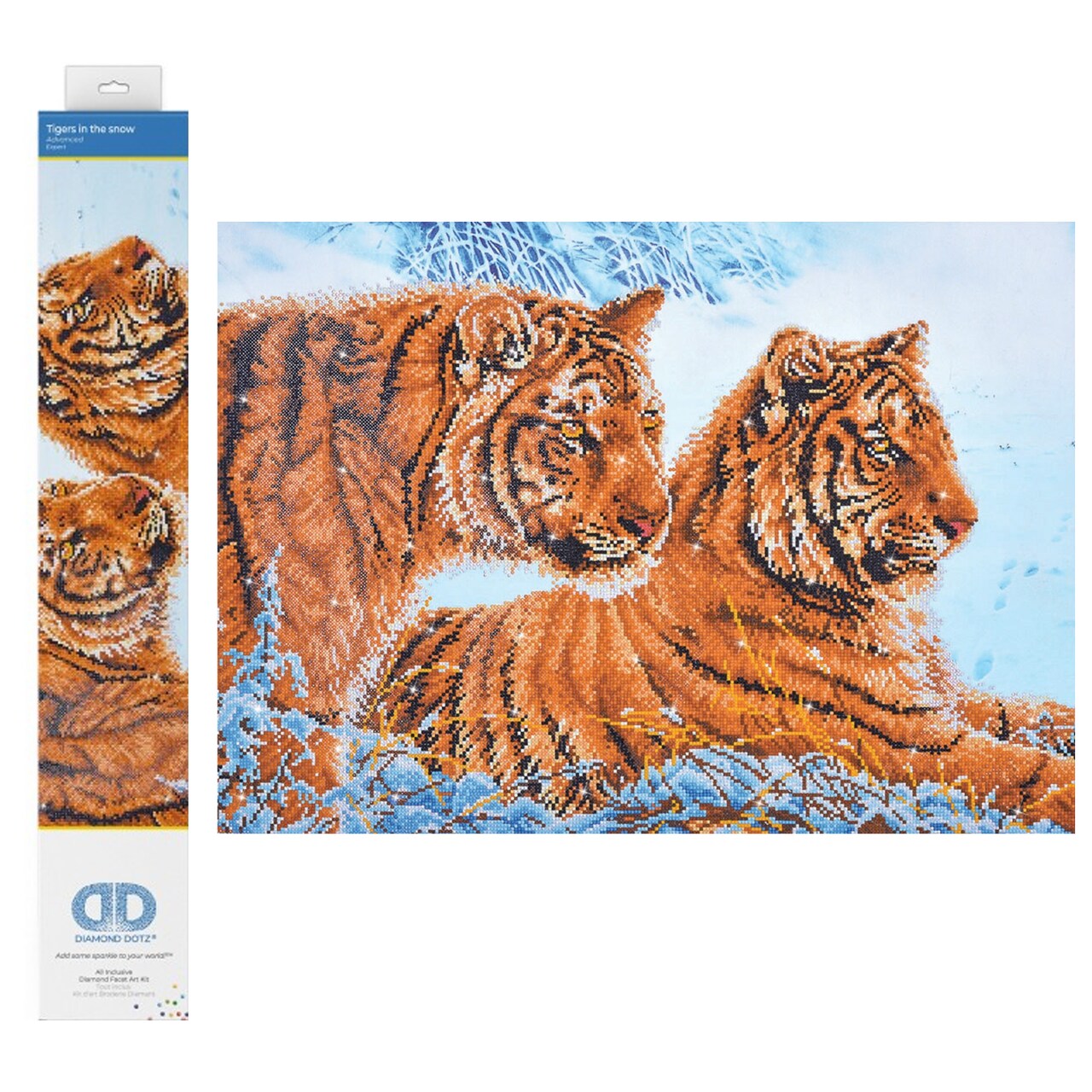 Diamond Dotz Tigers in the Snow Animal Diamond Painting Kits for Adults - Diamond Art Kits a Relaxing Creative Craft Kit with Dotz Gems 20.5x28.3